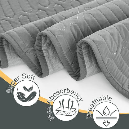 Washable Underpads, 34x52 Inch reusable bed underpads - Heavy Duty Incontinence Bed Pads for Adults, Kids, Elderly, and Dogs, Gray Mattress Pad for Bedwetting