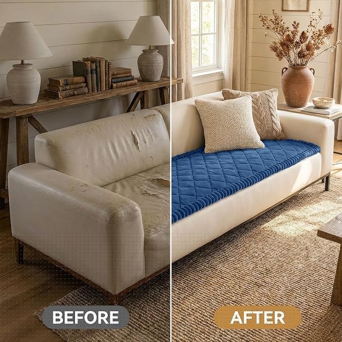 Smiry Fuzzy Couch Cover for Dogs, Non Slip Washable Pet Sofa Cover, Scratch Proof Hair Resistant Plush Sofa Slipcover, Pet Friendly Couch Cushion Protector for Cat, Navy, 27.6" x 82.7"