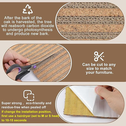 Natural Cork-Cat Scratch mat-Cat Scratch Pad Rug-cat Couch Protector-Scratch Furniture Protector for Post/Sofa/Floor-Wall Scratchers for Indoor-Carpets Scratching-Stretching- Kitty Gifts-Brown