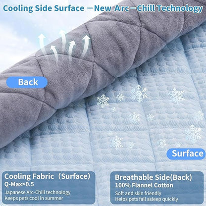 Dog Cooling Mat, Washable Cooling Mat for Dog, Foldable Kennel Pet Bed, Cool Pad (Cool &Warm Surface) for All Seasons Use, Pet Pads for Cats Use in Crate (51 X 37.5 Inch - XX-Large)