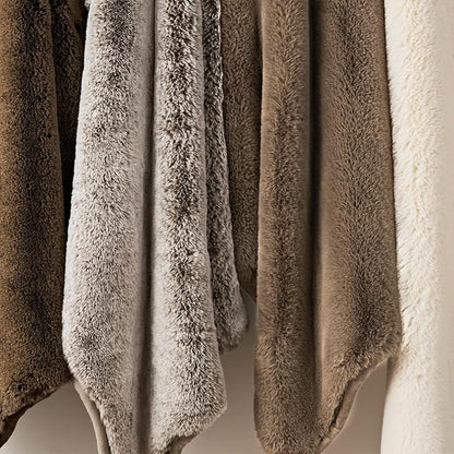 EVERGRACEHOME Luxury Soft Faux Chinchilla Fur Throw Blanket for Couch, Warm Thick Heavy Winter Throw Blanket 1220GSM for Bed, Fluffy Cozy Mink Blanket with Reversible Velvet, Brown Sable, 60"x80"
