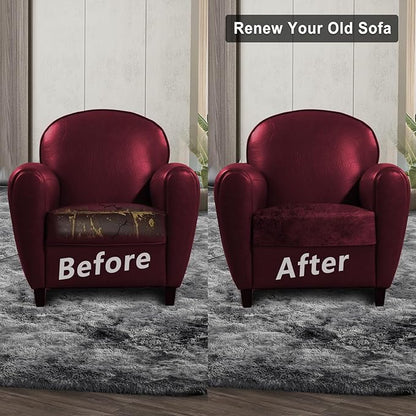 ANARACHON Leather Look Couch Cushion Covers Sofa Seat Slipcovers Sets Couches Furniture Protector for Sectional Armchair Loveseat Pets Kids Stretch Spandex Fabric (1 Cushion Armchair, Burgundy)
