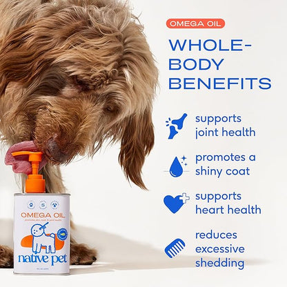 Native Pet Pack Leaders Bundle - Daily Multivitamin (60 Scoops) & Omega Oil for Dogs (8 Oz.) - Omega 3 Fish Oil for Healthy Skin, Shiny Coat, & Strong Joints & Daily Multivitamin for Dogs