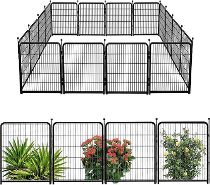 Getlay Doorless Dog Playpen 56inch 10 Panels, Dog Fence Outdoor for Yard, Garden Fence for Medium/Large Pets. Black Dog Pens Total22.1 Ft(L)
