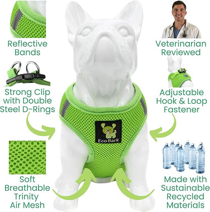 EcoBark Rapid Fastener Super Comfort Fully Adjustable Double Padded Step in Dog Harness (X-Small, Green)