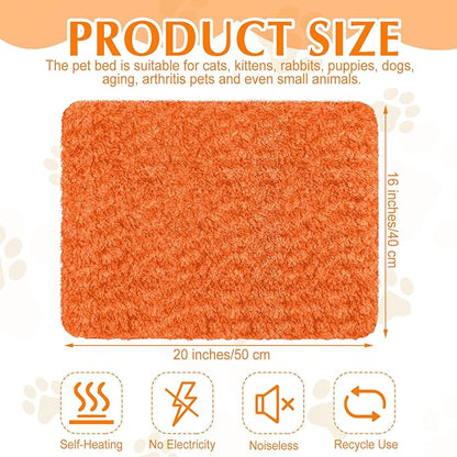 Drydiet 4 Pack Self Warming Cat Pads Self Heating Cat Mat Washable Homeless Dogs Thermal Pads Kennel Pad Reflects Body Heat Warm Crate Bed Mat for Indoor Outdoor Pet(Orange,16 x 20 Inch)