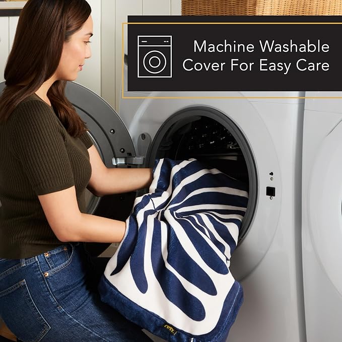 Town & Country Luxe CuddleTown Matisse Everwash® Pillow Pet Bed, Water Repellent Floor Pillow, Machine Washable Cover, Soft & Calming, Navy Blue, Large 44"x34"x4"