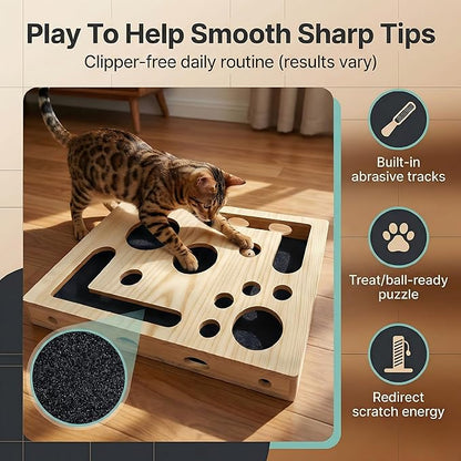2026 New Cat Scratch Puzzle Enrichment Box, Cats Nail File Enrichment Box with Sandpaper Inside, Stress-Free Alternative to Trimming Nails, Cat Toys Interactive for Indoor Cats Nail Scratcher
