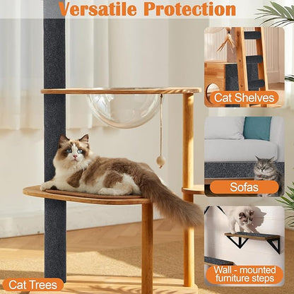 Cat Scratch Furniture Protector - 118" x 13.8" Trimmable Self-Adhesive Cats Claws Scratch Pads, DIY Cat Climbing Couch Protector for Scratch Post Cat Tree Replacement Indoor (Dark Gray)