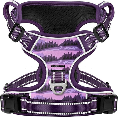 HEELE Dog Harness, No Pull Adjustable Padded Reflective Harness for Small Medium Large Dogs with Handle for Walking Training, Moon Night, S
