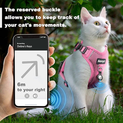 Cat Harness and Leash for Walking, The Upgrade Can be Adjusted in Four Directions and Breathable Cat Harness for Anti Escape that can be Fitted and Positioned, Reflective Strips Harness, Pink, M