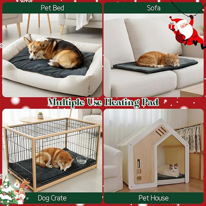 Pet Heating Pad 18x28 Inch, Safe Heated Pad for Dogs and Cats with 12 Level Timer