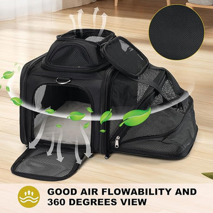 pidipiti top and 1 Side Expandable, 17x11x11 Soft-Sided pet Carrier, TSA and American/Delta/United Airline Approved,for Small Dog/Puppy/cat underseat in Airplane and Vet.
