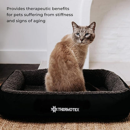 Thermotex Far Infrared Heated Pet Bed - Heated Cat & Dog Bed for Pain Relief & Arthritis - Therapeutic Heat Pad for Elderly Pet Support & Relaxation - Machine Washable
