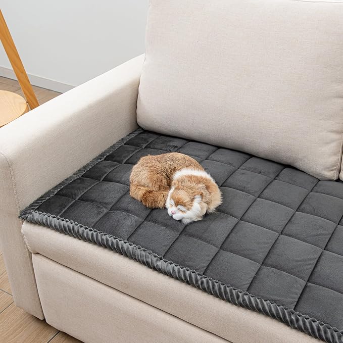 Couch Cover for Dogs Washable Pet Bed Fuzzy Pet Couch Covers Nonslip Couch Slipcover for Dogs, Kids, Pets Friendly Sofa Cover Loveseat Covers (Dark Gray, 21''x70''/Rectangular)