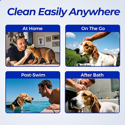 Wellix Pet Ear Cleaner Wipes for Dogs&Cats (100count) - Pure Chamomile Honeysuckle Dog Cleaning Finger Wipes - Natural Treatment for Itch Relief and Ear Infections - 2 Packs