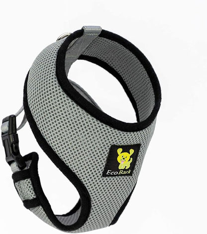 EcoBark Dog Harness - Eco-Friendly Max Comfort Harnesses - Luxurious Soft Mesh Halter - Over the Head Harness Vest- No Pull and No Choke for Small, Toy Breed, and Teacup Dogs (XS, Gray)