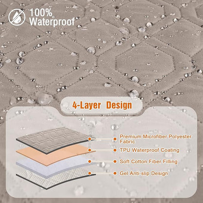 VANSOFY Couch Cover, Waterproof Sofa Covers Washable Slipcover Furniture Protector Couch Seat Covers Non-Slip Couch Cover for Dogs, Pets(Loveseat, Khaki)