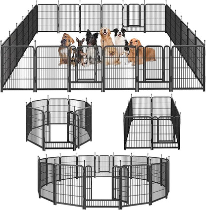 Dog Playpen,Portable Outdoor Dog Fence, Dog Playpen for Large/Medium/Small Dogs, Dog Fences for the Yard,with Doors Foldable Metal (40 inch, 24 Panels)