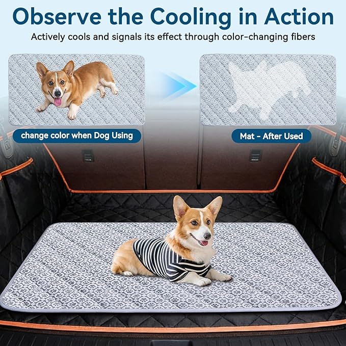 MH MYLUNE HOME Cooling Pet Car Mat for Backseat–Non-Slip Oxford Fabric,Pet-Friendly Seat Covers,Travel Pet Bed,for Backseat/Trucks SUVs Extender Seat Protectors 24.8"x54" inch