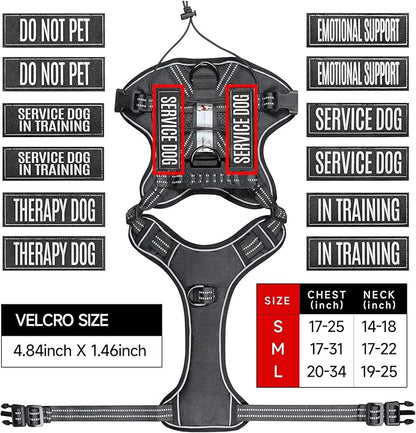 Service Dog Tactical Vest Harness and Leash Set Medium Sized Dog Emotional Support- Tactical Dog Harness Training Collar with Name (Black, S)