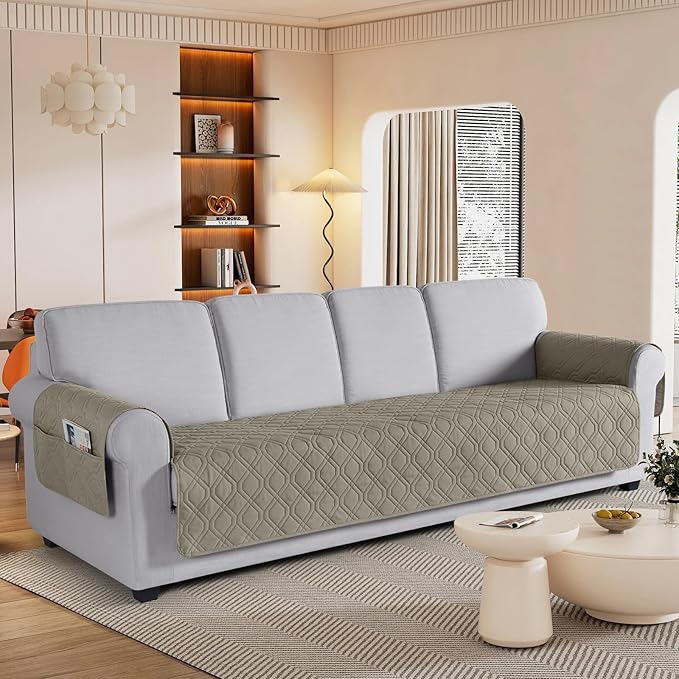 VANSOFY Couch Cover, Waterproof Sofa Covers Washable Slipcover Furniture Protector Couch Seat Covers Non-Slip Couch Cover for Dogs, Pets(Oversized Sofa, Khaki)