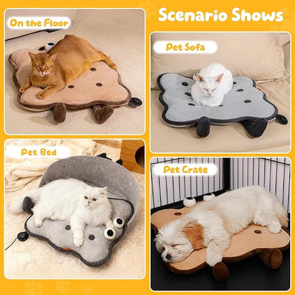 Heated Cat Bed for Indoor Pets Pressure-Activated Cat Heating Pad Extra Large Electric Pet Heated Pad Adjustable Temp Pet Heating Pads with Removable Cover Biscuits Grey 21"X 21"