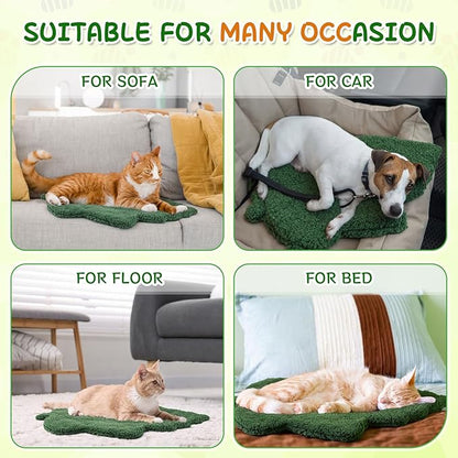 3 Pack Self Warming Pet Bed Leaf Shape Self Heating Cat Dog Mat Washable Thermal Sleeping Pad for Indoor Outdoor Hedgehog, Bunny, Sugar Glider, Rat, Chinchilla(Dark Green,Small-16 x20)