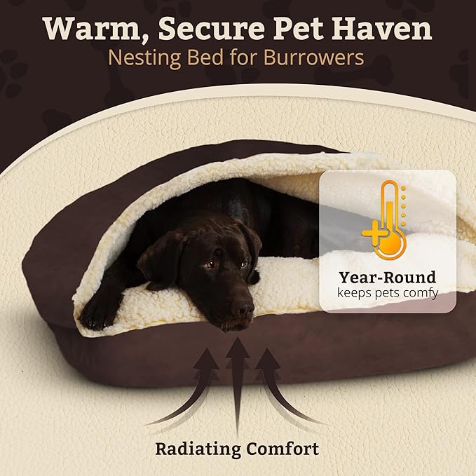 Snoozer Pet Products Luxury Rectangle Cozy Cave Dog Bed with Microsuede, Medium, Hot Fudge