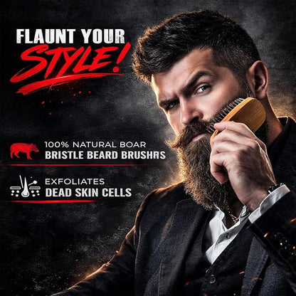 Beard Straightener Grooming Kit for Men, Beard Growth Kit, Wash, Brush & Comb, Unscented Growth Oil, All Natural Sandalwood Balm, Conditioner, Razor & Scissors, Great Gift Idea for Men's (Bamboo)