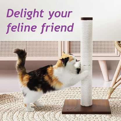 Necoichi 23.6” Tall Cat Scratching Post Kitten Scratcher Paper Rope Scratch Posts Trees with Hanging for Indoor Cats (23.6 inches for Kitty, Regular, Dark Cherry)