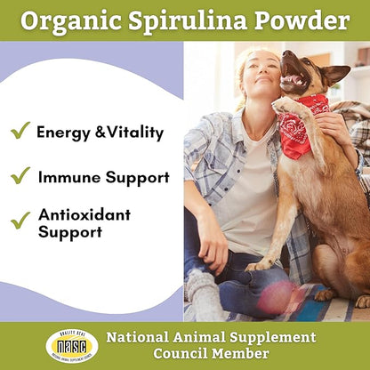 Wholistic Pet Organics Spirulina Powder for Dogs and Cats - Antioxidant Support for Dogs and Cats - Immune Support Supplement, Promotes Overall Wellness - Human-Grade Superfood for Pets - 85 Scoops