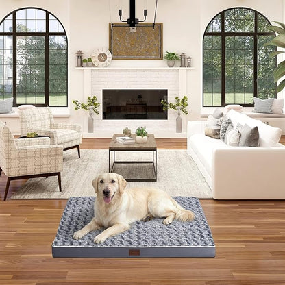Orthopedic Dog Bed Mat of Thick Egg Foam with Washable Cover for Large Dogs
