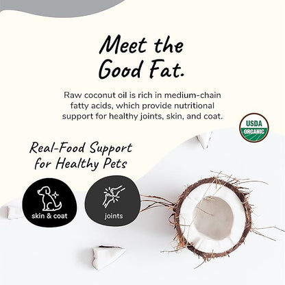 kin+kind Organic Coconut Oil for Dogs & Cats – Natural Pet Supplement for Healthy Skin, Coat & Paws – Cold Pressed Extra Virgin Coconut Oil – Dog Nose Balm for Itchy Skin & Dry Noses – 3 x 8 fl oz