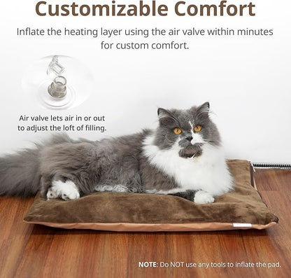Outdoor Heated Cat Bed, Soft Pet Heating Pad with Steel-Wrapped Cord, Outside Pet Warmer for Feral Cats and Dogs, 19.7" x 15.7", 40 Watts