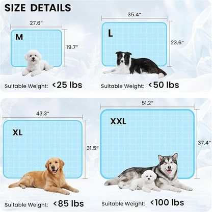 Dog Cooling Mat, Double-Sided with Cooling Fabric & Warm Flannel, 43.3" x 31.5" Thickened Cooling Mat for Dogs, No Electricity Needed, Machine Washable, Portable Crate Pad for Indoor & Outdoor Use