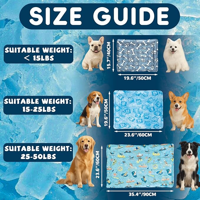 Cooling Pad for Large Dog,Instant Pet Cool Mat,Comfortable Cool Pet Mat for Cat.Portable Dog Bed for Summer. Suitable for Outdoor Summer Crate Pad.Long Time Cooling.Animal(Size-L 19.7 * 23.6in)