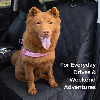 Dog Front Seat Cover for Car, Waterproof 600D Oxford Cloth Pet Seat Protector with Side Flaps, Durable Dog Car Seat Cover Front Passenger for Bucket Seat/Captain Chair, Full Protection (Black)