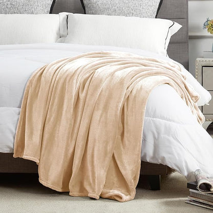 DREAMNINE Extra Large Fleece Blanket Soft Comfy Fluffy Bed Blankets King Size 90" x 108", Luxury Decorative Fuzzy Blanket for Bedroom, Big Cozy Shaggy Warm Flannel Blankets for Winter Autumn Pet,Beige