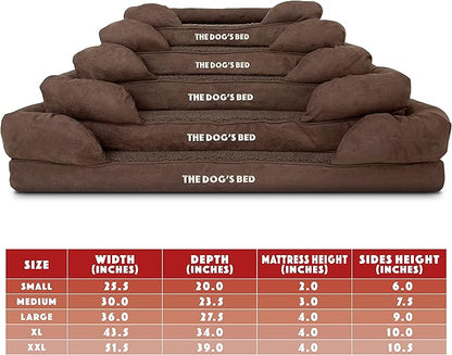 The Dog’s Bed Orthopedic Memory Foam Dog Bed with Bolsters for Small Dogs, Waterproof Washable Cover, Anti-Slip Base, Calming Surface – CertiPUR-Certified Foam, Plush Fabric, Brown Plush, Small