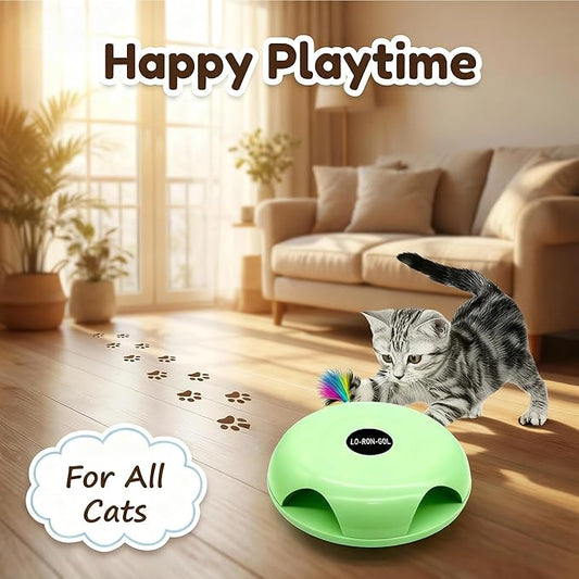 Interactive Whack-a-Mole Cat Toy — Automatic Mushroom Feather Pop-Up Play Toy for Cats, Cognitive Stimulation & Exercise, Durable Pet Entertaining Game (Green)