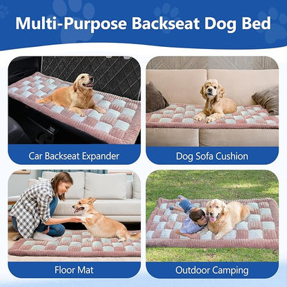 Thickened Dog Bed for Car Back Seat, Upgraded Bottom Non-Slip, Fits Hard Bottom car seat Cover for Dogs, Premium Mixed Color, Dog Car Seat Cover