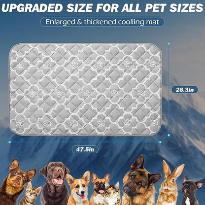 EXPAWLORER Dog Cooling Mat-28.3''*47.2'' Upgraded Extra Large Cooling Pad for Dog Dogs Cats Pets in Summer Keep Cool,Washable,Non-Slip Blanket for Grate Sofa Bed Outdoor(Gray)