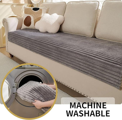 HAOMAIJIA Waterproof Couch Cover for Dogs Washable,Faux Fur Pet Couch Covers for Sofa,Soft Dog Bed Cover Non-Slip Couch Covers for 3 Cushion Couch Sofa Pet Friendly (Grey, 23" x 23" 2 Pack)