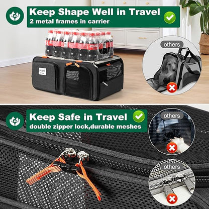 pidipiti 17x13x8 Frontier Allegiant Breeze Airlines Approved top Expandable pet Carrier for Extra-Small Dog/Small cat,Weight up to 5 lbs,Length Shorter Than 16''