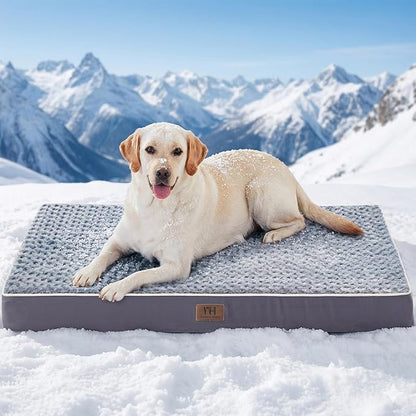 Figopage Dog Beds Large Sized Dog, Orthopedic Memory Foam Dogs Bed with Removable Cover, Washable Pet Mat Non-Slip Bottom, Waterproof Pet Crate Pad, 36×24, Grey