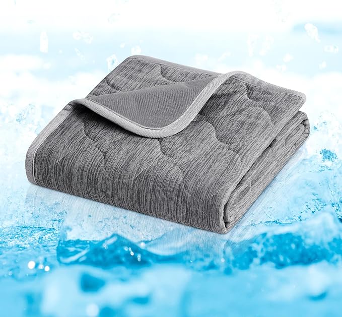 Cozy Bliss Deluxe Leakproof Cooling Blanket for Medium Dog Q-Max 0.5, Soft & Durable Washable Pet Cooling Mat for Hot Weather, Livingroom, Pet Throw & Couch Protector, Charcoal Grey, 30"x40"