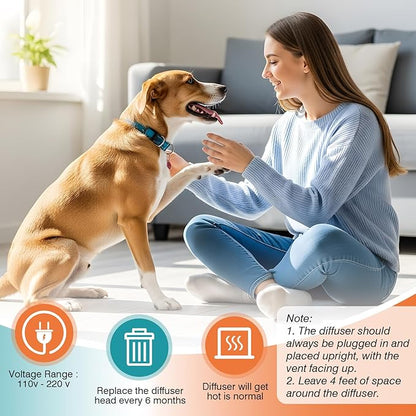 Dog Calming Pheromones Diffuser to Calm Pet 5 In 1 Advanced Kit Appeasing Pheromone Diffuser for Anxiety Relief (2 Plug in+3 Pack 48ml Refill) Reduce Aggression Fighting Barking Stress (Tasteless)