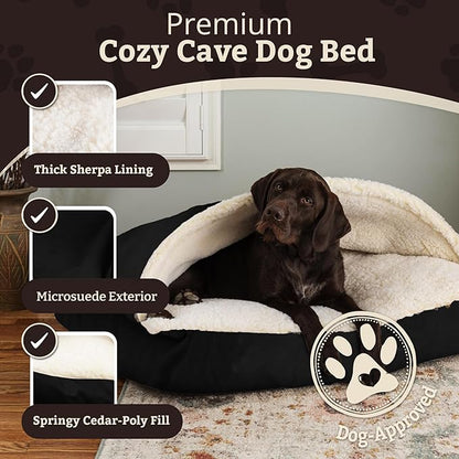 Snoozer Pet Products Luxury Rectangle Cozy Cave Dog Bed with Microsuede, Extra Large, Black
