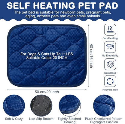 Tujoe 4 Pack Self Warming Cat Mat Self Heating Cat Pad Warm Thermal Pet Bed Washable Dog Crate Pad Body Heat Dog Bed Mat Blanket Non Slip Bottom for Outdoor Indoor Pets